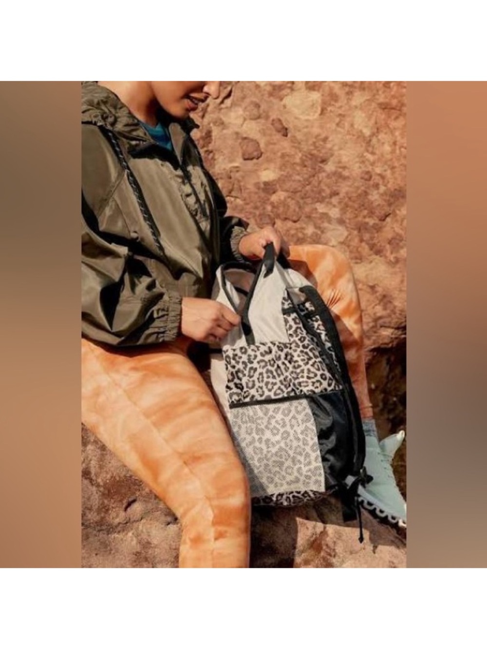 NWT Packable Leopard Print Panel Backpack